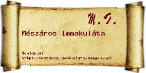 Mészáros Immakuláta névjegykártya